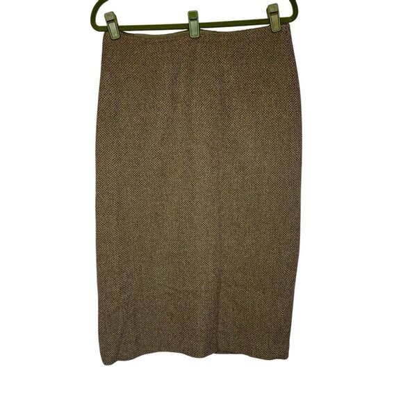 Ralph Lauren Dresses & Skirts - Vtg Lauren Ralph Lauren Wool Tweed Skirt Sz 12 Olive Green Beige Lined A Line
